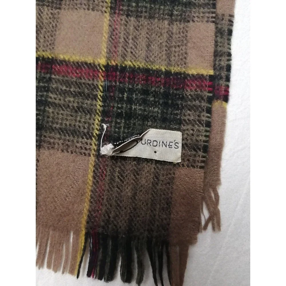 Vintage Burdines German Scarf Plaid Brown Black Red 11.5